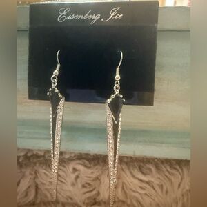 NWT Eisenberg Joe Silver-Toned and Black Dangle Earrings